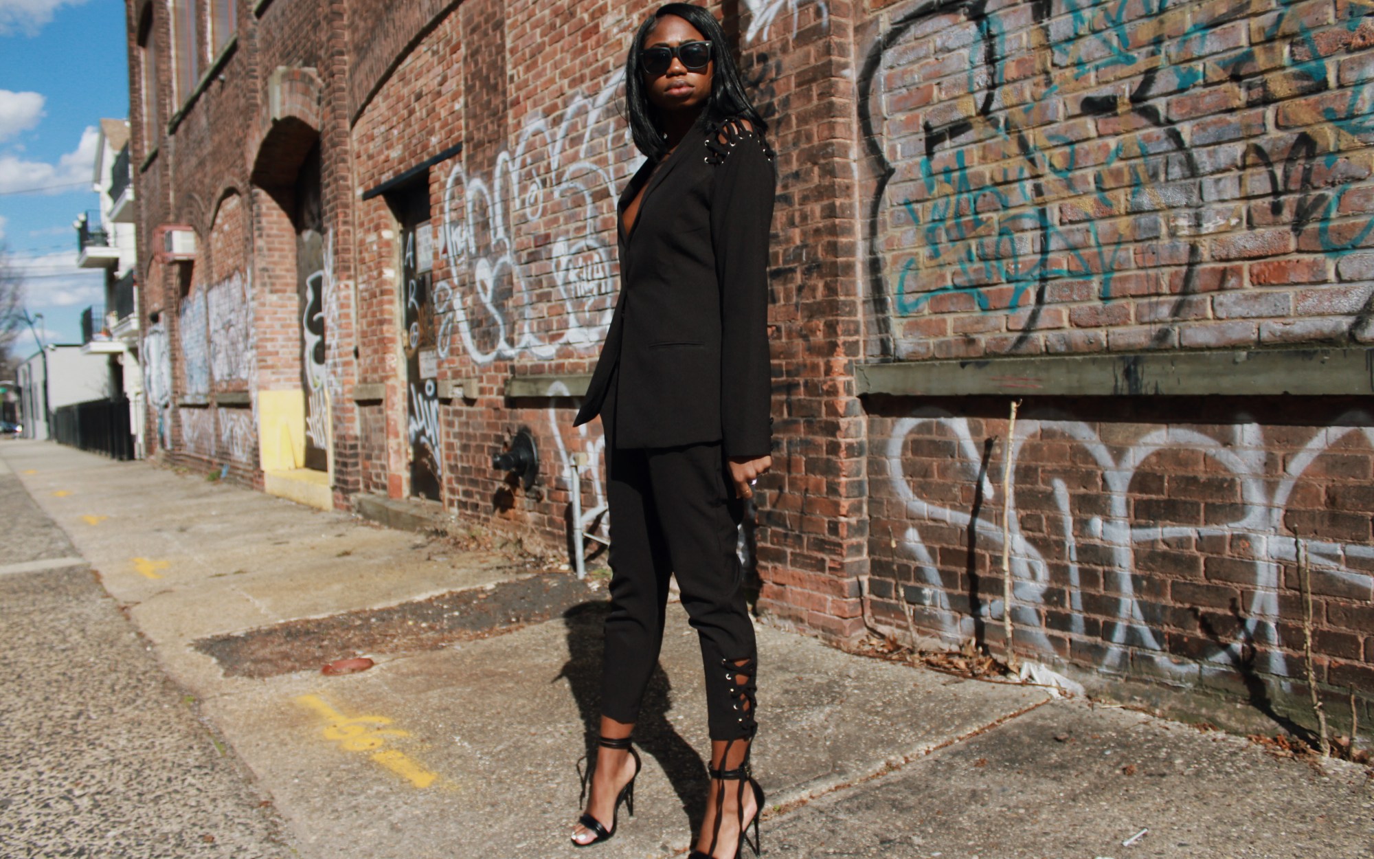 women's tailored black suit